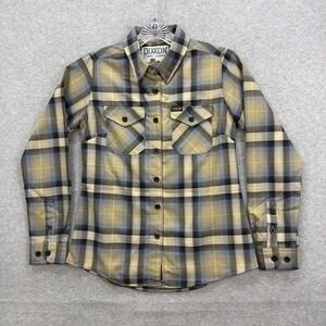 Dixxon Flannel Shirt Womens Small Blue Black Tan Plaid Delmo Arizona USA D Tech